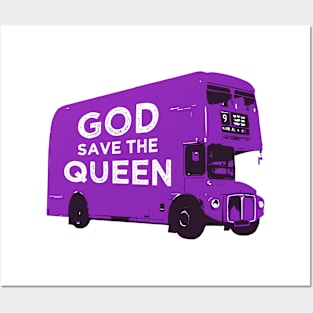 God save the Queen design on a purple London bus Posters and Art